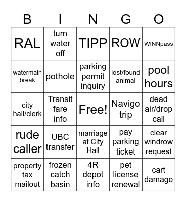 1:00 Bingo Card