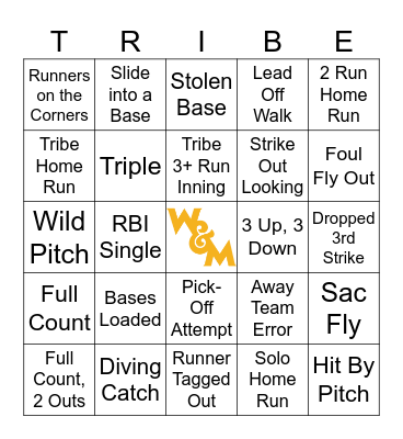 Baseball Bingo Card