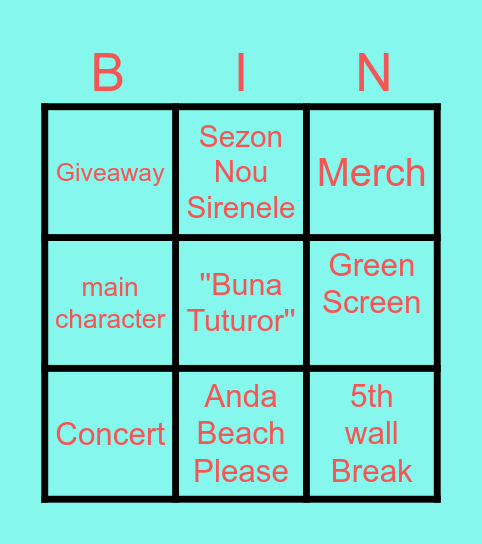 ANDRA BINGO Card
