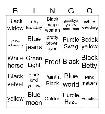 Colors #1 Bingo Card