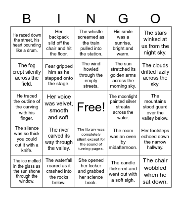 Literal vs. Figurative Language Bingo Card