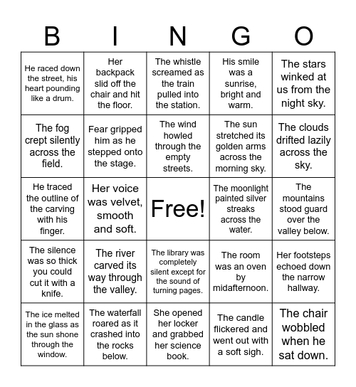Literal vs. Figurative Language Bingo Card