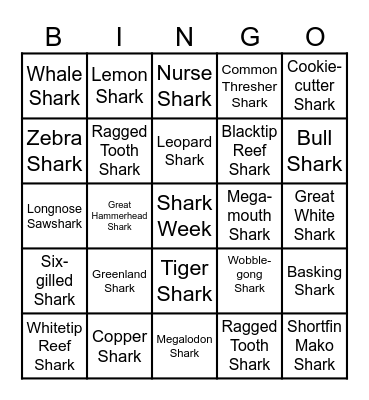 SHARK WEEK 2025 Bingo Card