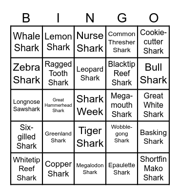 SHARK WEEK 2025 Bingo Card
