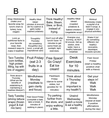 Let's Get Fit: Mind, Body, & Soul Bingo Card
