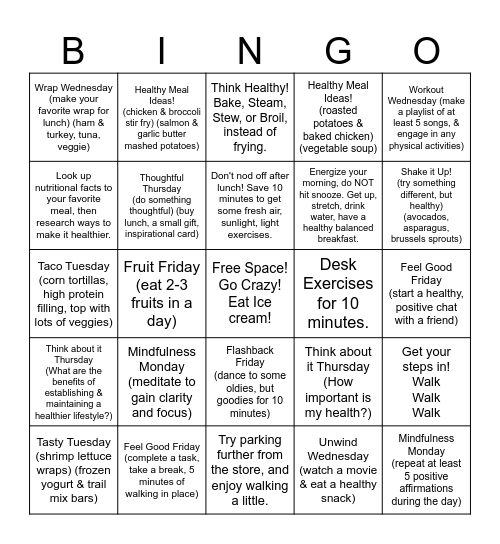 Let's Get Fit: Mind, Body, & Soul Bingo Card