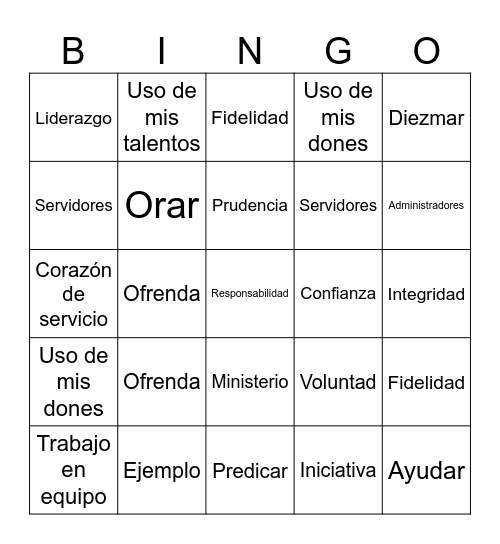 Servidores CCF Bingo Card