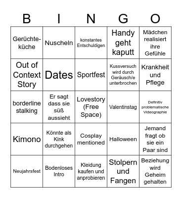 Romance-Anime (German) Bingo Card