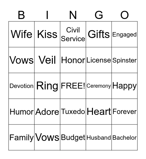 LAURA'S WEDDING SHOWER Bingo Card