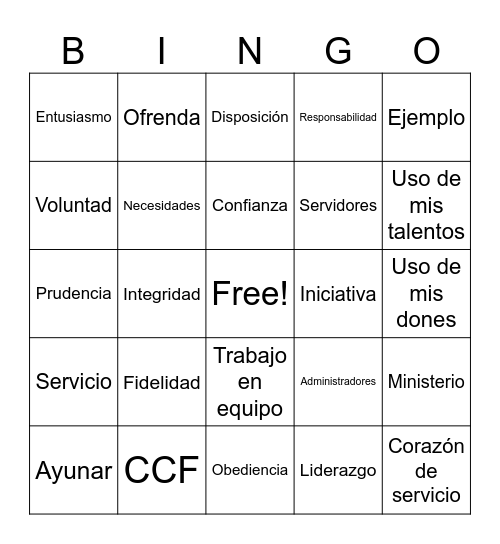 Servidores CCF Bingo Card