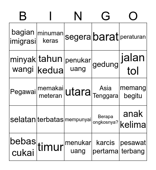 Book 12 - Selamat jalan Bingo Card