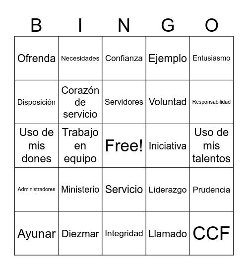 Servidores CCF Bingo Card