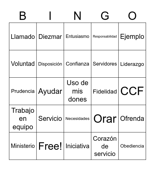 Servidores CCF Bingo Card