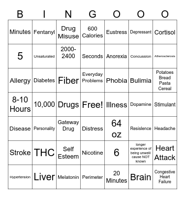 Health Final Review Bingo Card