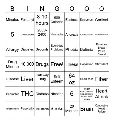 Health Final Review Bingo Card
