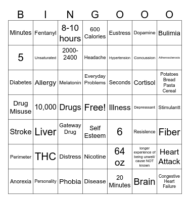 Health Final Review Bingo Card