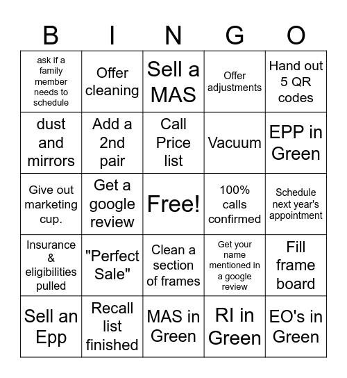 Morale Booster Bingo Card