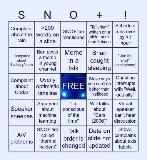 Young Members Bingo Card
