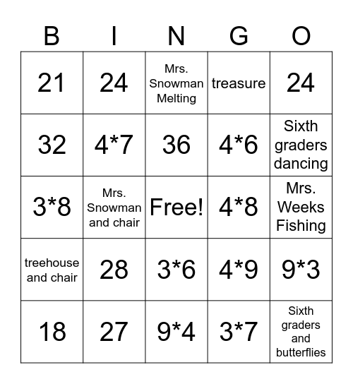 Times Tales Bingo Card