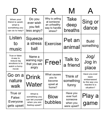 Ava's Bingo Card
