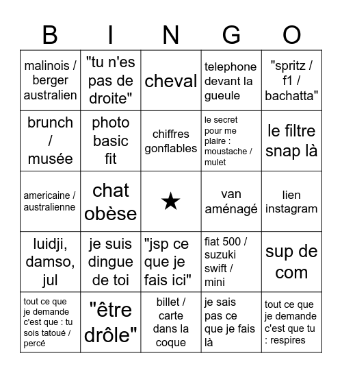 bingo hinge Bingo Card
