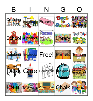 School Bingo Card