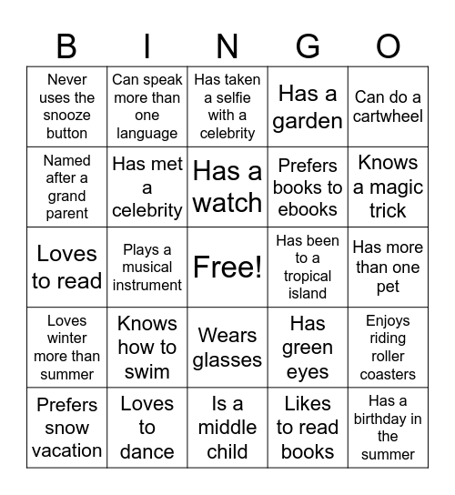 Ice-Ice Breaker! Bingo Card