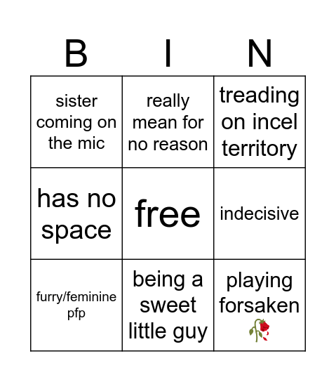 evan Bingo Card