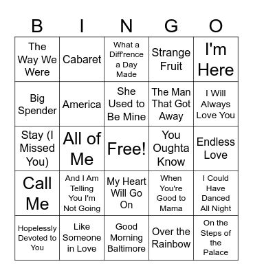 Women's History Month: Broadway, Film, & Jazz Bingo Card