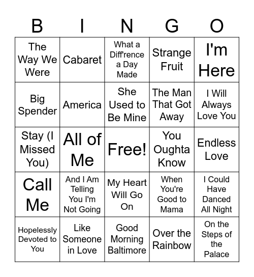 Women's History Month: Broadway, Film, & Jazz Bingo Card