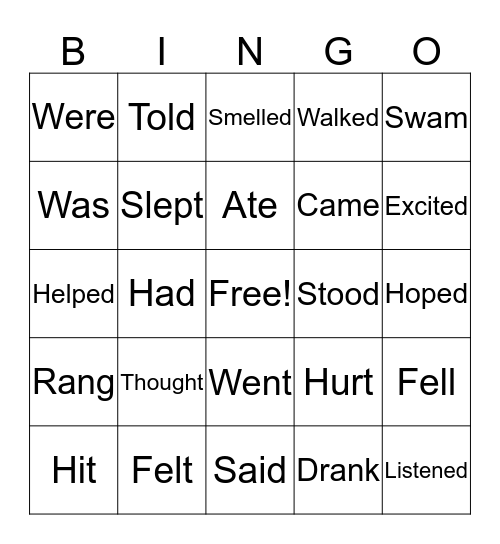 PAST TENSE VERBS Bingo Card
