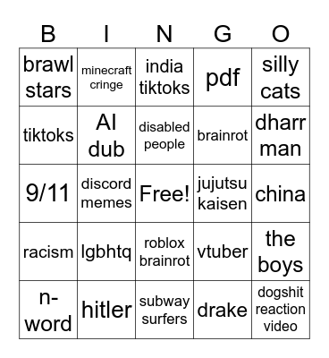 bingo board Bingo Card