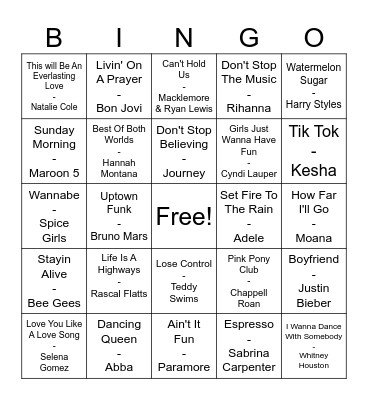 Bridal Shower Bingo Card