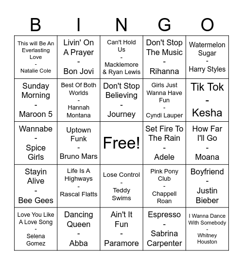 Bridal Shower Bingo Card