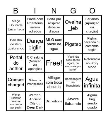 Filme do Minecraft Bingo Card