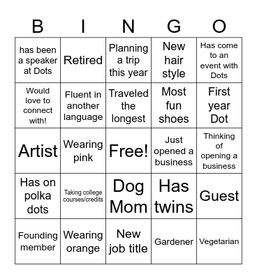 I ROCK THE DOTS Bingo Card