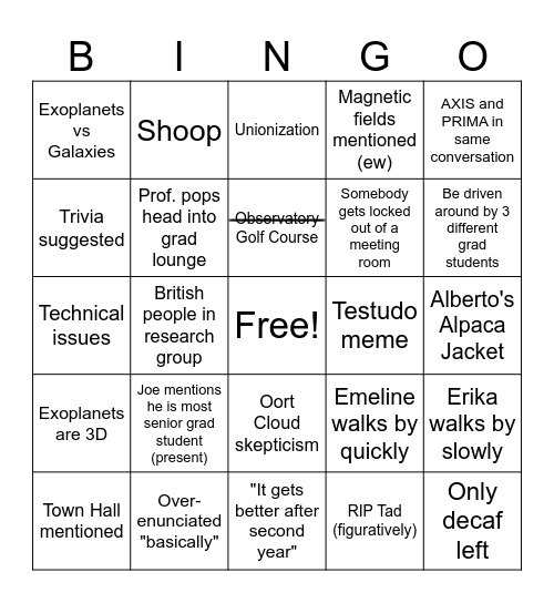 Prospective Visit bingo v.2025 Bingo Card