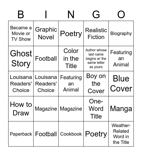 Library Bingo Card