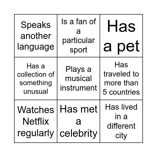 Find someone who .... Bingo Card