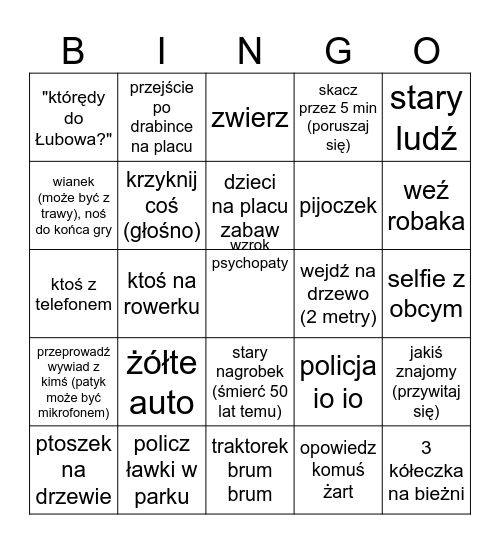 WIEJSKIE Bingo Card