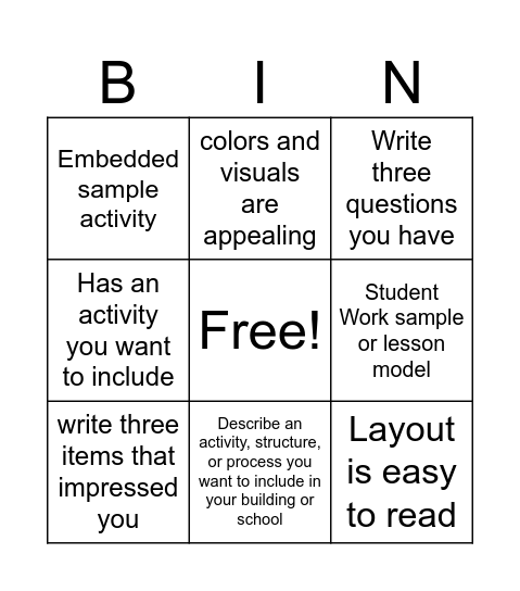 Portfolio Scavenger Hunt Bingo Card