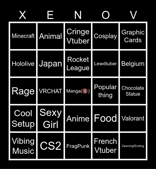Instagram Bingo Card