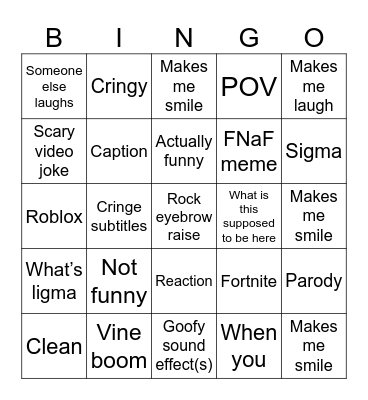 Try not to laugh bingo Card
