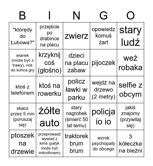 WIEJSKIE Bingo Card