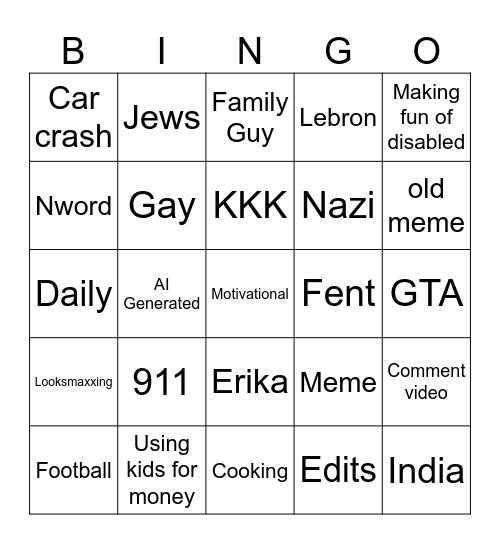 IG REELS Bingo Card