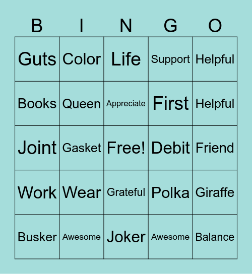 Employee Appreciation Bingo Card