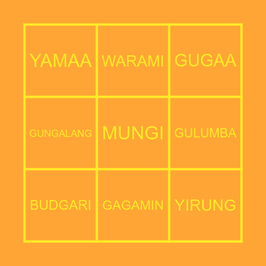 LANGUAGE BINGO Card