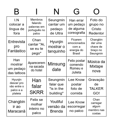 Stray Kids Bingo Card