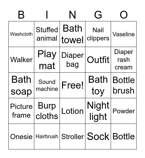 BABY SHOWER GIFT Bingo Card
