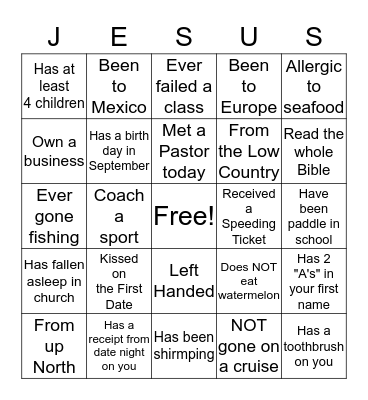 Got Jesus Bingo Card